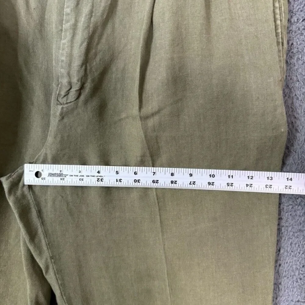 Vtg Brooks Brothers Pants Mens 38x30 (Fits 36x28) Green Linen Pleated Classic